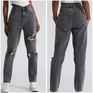 PacSun Ripped Mom Jeans in Faded Black, Tapered Leg, Ankle Length, Sz 27, EUC!